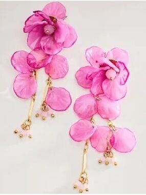 Pink Floral Dangle Earrings - Lightweight Petal Statement